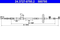 CABLU FRANA DE MANA ATE 24.3727-0795.2 - Compatibil cu CHEVROLET, OPEL, VAUXHALL