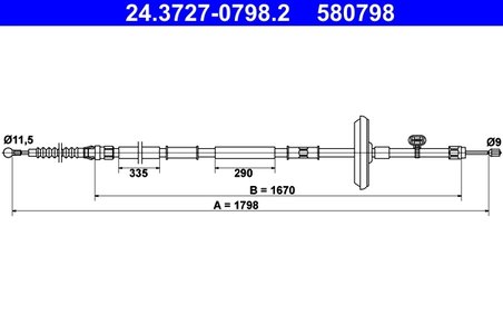 CABLU FRANA DE MANA ATE 24.3727-0798.2 - Compatibil cu CHEVROLET, OPEL, VAUXHALL