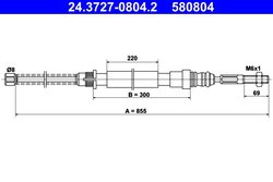CABLU FRANA DE MANA ATE 24.3727-0804.2 - Compatibil cu PEUGEOT