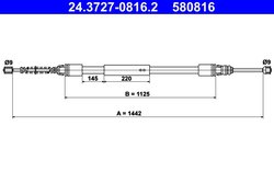 CABLU FRANA DE MANA ATE 24.3727-0816.2 - Compatibil cu CITROEN, PEUGEOT