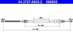 CABLU FRANA DE MANA ATE 24.3727-0825.2 - Compatibil cu PEUGEOT