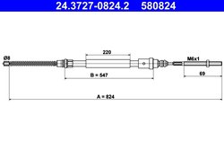 CABLU FRANA DE MANA ATE 24.3727-0824.2 - Compatibil cu PEUGEOT