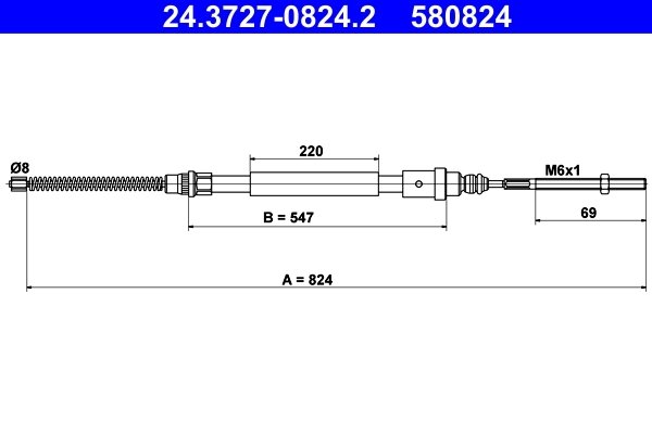 CABLU FRANA DE MANA ATE 24.3727-0824.2 - Compatibil cu PEUGEOT