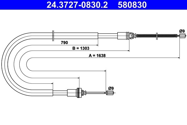 CABLU FRANA DE MANA ATE 24.3727-0830.2 - Compatibil cu PEUGEOT