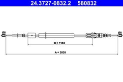 CABLU FRANA DE MANA ATE 24.3727-0832.2 - Compatibil cu CITROEN, PEUGEOT