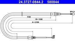 CABLU FRANA DE MANA ATE 24.3727-0844.2 - Compatibil cu PEUGEOT
