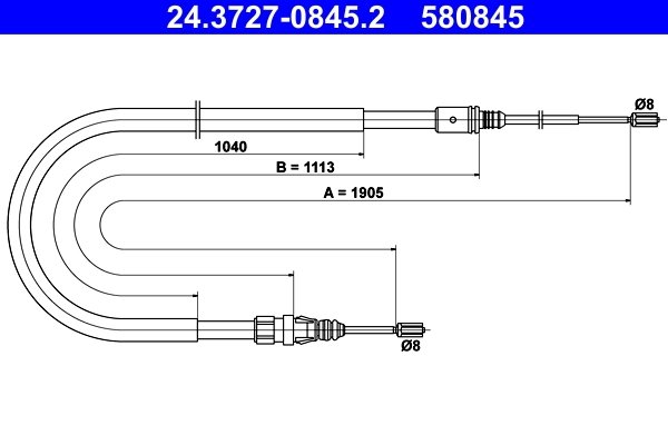 CABLU FRANA DE MANA ATE 24.3727-0845.2 - Compatibil cu PEUGEOT