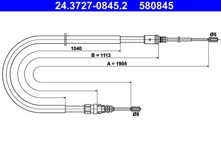CABLU FRANA DE MANA ATE 24.3727-0845.2 - Compatibil cu PEUGEOT