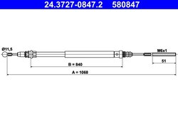CABLU FRANA DE MANA ATE 24.3727-0847.2 - Compatibil cu CITROEN, FIAT, LANCIA, PEUGEOT