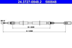 CABLU FRANA DE MANA ATE 24.3727-0848.2 - Compatibil cu CITROEN, FIAT, LANCIA, PEUGEOT