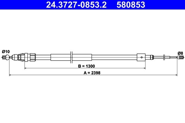 CABLU FRANA DE MANA ATE 24.3727-0853.2 - Compatibil cu CITROEN, PEUGEOT