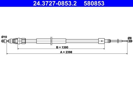 CABLU FRANA DE MANA ATE 24.3727-0853.2 - Compatibil cu CITROEN, PEUGEOT