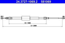 CABLU FRANA DE MANA ATE 24.3727-1069.2 - Compatibil cu RENAULT
