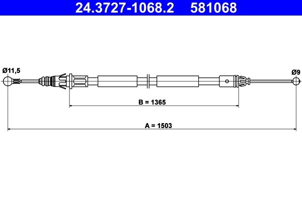 CABLU FRANA DE MANA ATE 24.3727-1068.2 - Compatibil cu NISSAN, OPEL, RENAULT, VAUXHALL