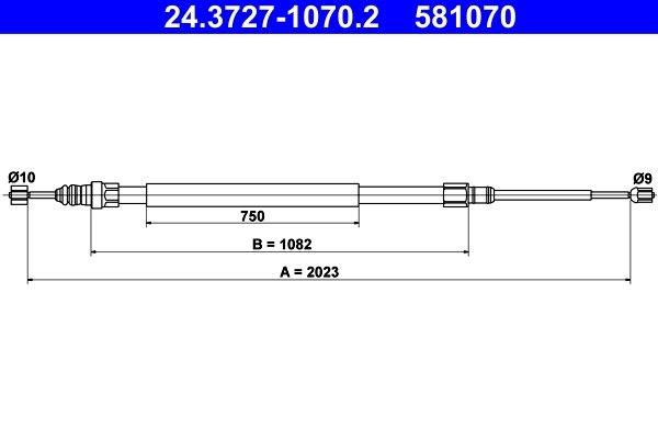 CABLU FRANA DE MANA ATE 24.3727-1070.2 - Compatibil cu RENAULT