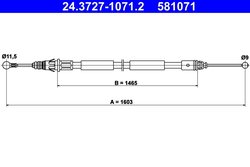 CABLU FRANA DE MANA ATE 24.3727-1071.2 - Compatibil cu NISSAN, OPEL, RENAULT, VAUXHALL