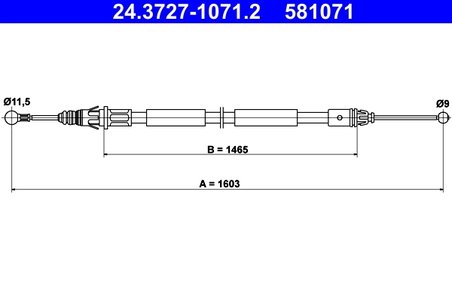 CABLU FRANA DE MANA ATE 24.3727-1071.2 - Compatibil cu NISSAN, OPEL, RENAULT, VAUXHALL