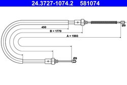 CABLU FRANA DE MANA ATE 24.3727-1074.2 - Compatibil cu DACIA, RENAULT