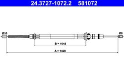 CABLU FRANA DE MANA ATE 24.3727-1072.2 - Compatibil cu NISSAN, OPEL, RENAULT, VAUXHALL