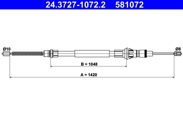CABLU FRANA DE MANA ATE 24.3727-1072.2 - Compatibil cu NISSAN, OPEL, RENAULT, VAUXHALL