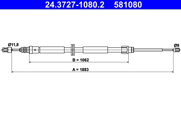 CABLU FRANA DE MANA ATE 24.3727-1080.2 - Compatibil cu RENAULT