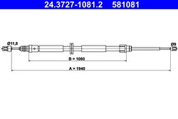CABLU FRANA DE MANA ATE 24.3727-1081.2 - Compatibil cu RENAULT