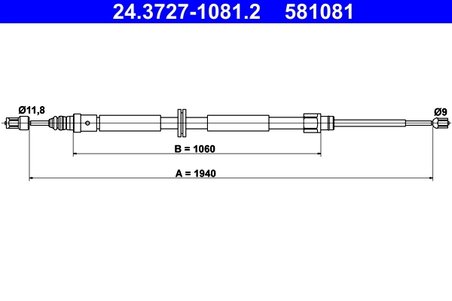 Cablu frana de mana ATE 24.3727-1081.2