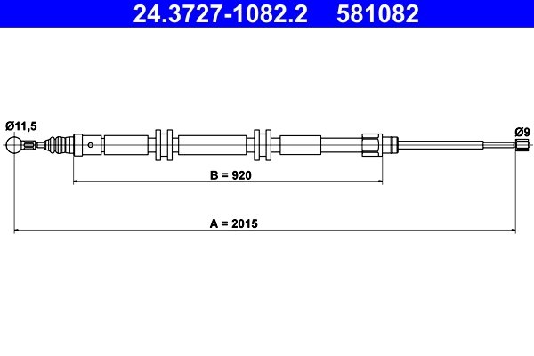 Cablu frana de mana ATE 24.3727-1082.2