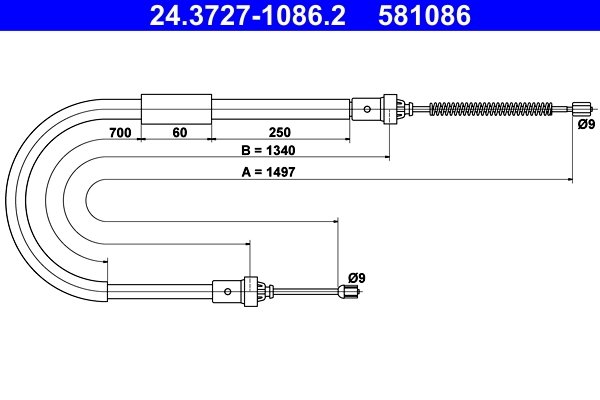 CABLU FRANA DE MANA ATE 24.3727-1086.2 - Compatibil cu RENAULT