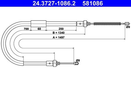 CABLU FRANA DE MANA ATE 24.3727-1086.2 - Compatibil cu RENAULT