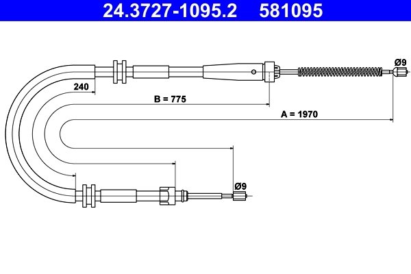 CABLU FRANA DE MANA ATE 24.3727-1095.2 - Compatibil cu RENAULT