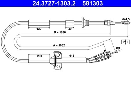 CABLU FRANA DE MANA ATE 24.3727-1303.2 - Compatibil cu VOLVO