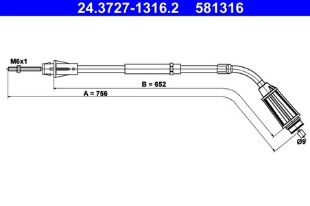 CABLU FRANA DE MANA ATE 24.3727-1316.2 - Compatibil cu VOLVO