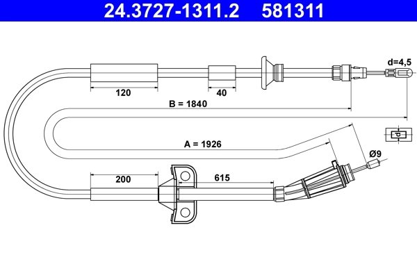 CABLU FRANA DE MANA ATE 24.3727-1311.2 - Compatibil cu VOLVO