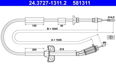 CABLU FRANA DE MANA ATE 24.3727-1311.2 - Compatibil cu VOLVO