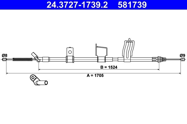 CABLU FRANA DE MANA ATE 24.3727-1739.2 - Compatibil cu NISSAN
