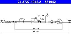 CABLU FRANA DE MANA ATE 24.3727-1942.2 - Compatibil cu TOYOTA