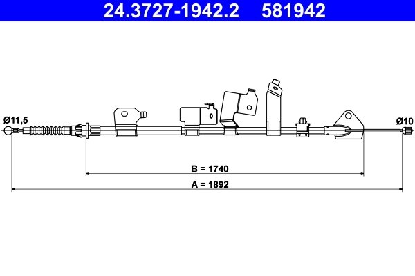 CABLU FRANA DE MANA ATE 24.3727-1942.2 - Compatibil cu TOYOTA