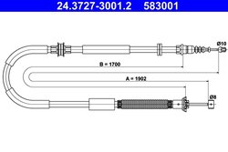CABLU FRANA DE MANA ATE 24.3727-3001.2 - Compatibil cu CHRYSLER, LANCIA