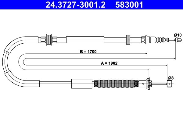 CABLU FRANA DE MANA ATE 24.3727-3001.2 - Compatibil cu CHRYSLER, LANCIA