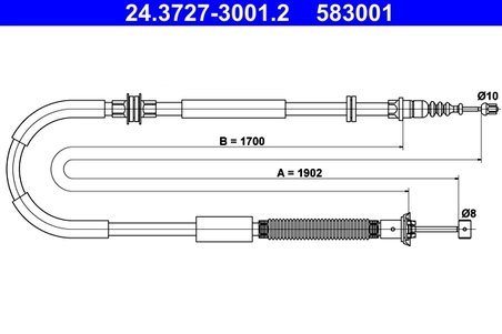 CABLU FRANA DE MANA ATE 24.3727-3001.2 - Compatibil cu CHRYSLER, LANCIA