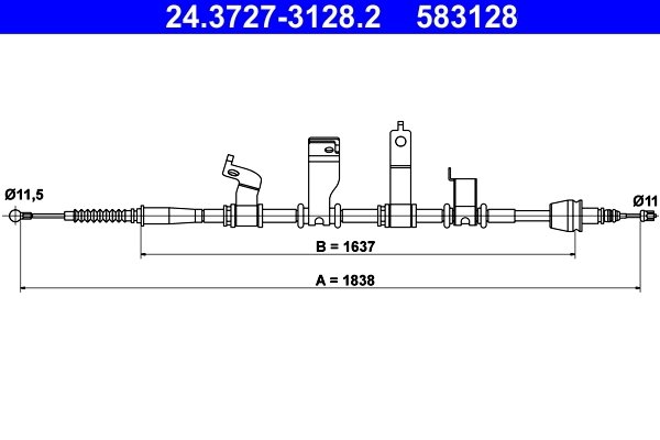 CABLU FRANA DE MANA ATE 24.3727-3128.2 - Compatibil cu HYUNDAI, KIA