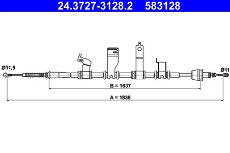 CABLU FRANA DE MANA ATE 24.3727-3128.2 - Compatibil cu HYUNDAI, KIA