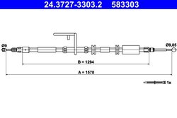 CABLU FRANA DE MANA ATE 24.3727-3303.2 - Compatibil cu LAND ROVER