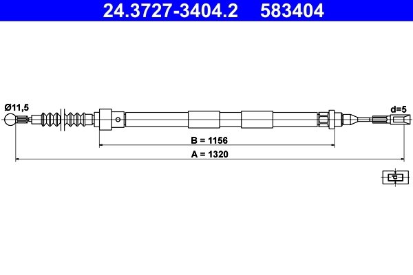 CABLU FRANA DE MANA ATE 24.3727-3404.2 - Compatibil cu SEAT, VW