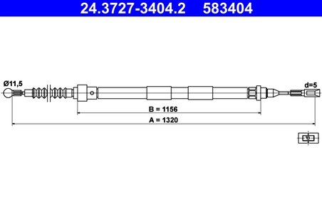 CABLU FRANA DE MANA ATE 24.3727-3404.2 - Compatibil cu SEAT, VW