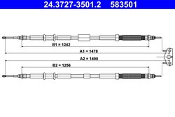 CABLU FRANA DE MANA ATE 24.3727-3501.2 - Compatibil cu OPEL, VAUXHALL