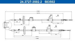 CABLU FRANA DE MANA ATE 24.3727-3502.2 - Compatibil cu OPEL, VAUXHALL