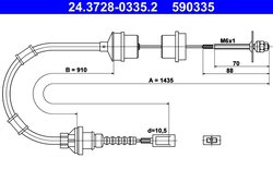 CABLU AMBREIAJ ATE 24.3728-0335.2 - Compatibil cu CITROEN, FIAT, PEUGEOT