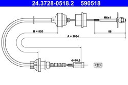 CABLU AMBREIAJ ATE 24.3728-0518.2 - Compatibil cu CITROEN, FIAT, PEUGEOT